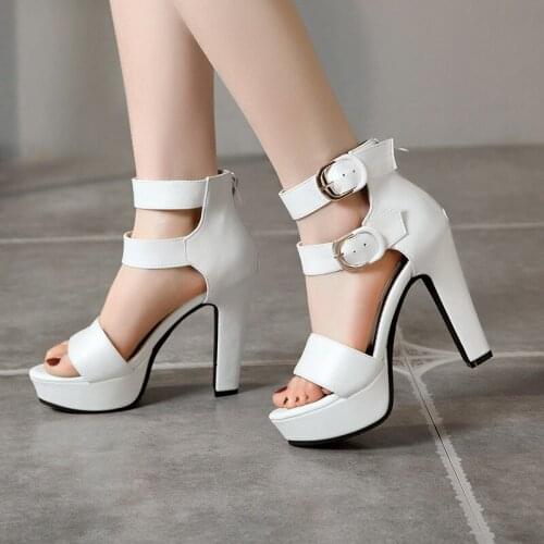 YMECHIC Fashion White Red Yellow Party Wedding Womans Summer Shoes 2020 Platform High Heels Buckle Strap Gladiator Sandals Women