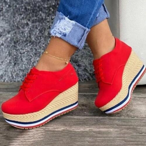 2021 Fashion Wedges Platform Espadrilles Shoes Women Leather Thick Bottom Women Flats Round Toe Women Casual Canvas Slip On Shoe