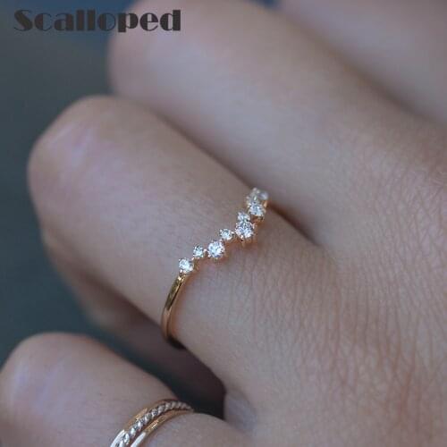 SCALLOPED European Fashion Zircon Stacked Finger Rings Women 2020 New Promotion Snowflake Design Female Statement Jewelry