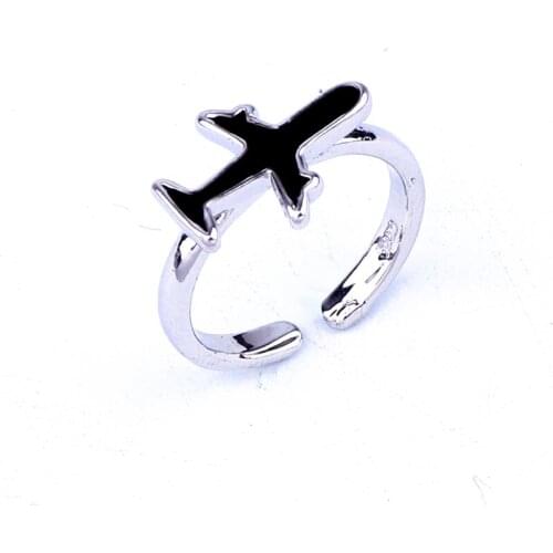 1PC Korea New Cute Small Plane Open Ring For Women Girl Trendy Creative Simple Aircraft Free Finger Ring Jewelry Gift R197