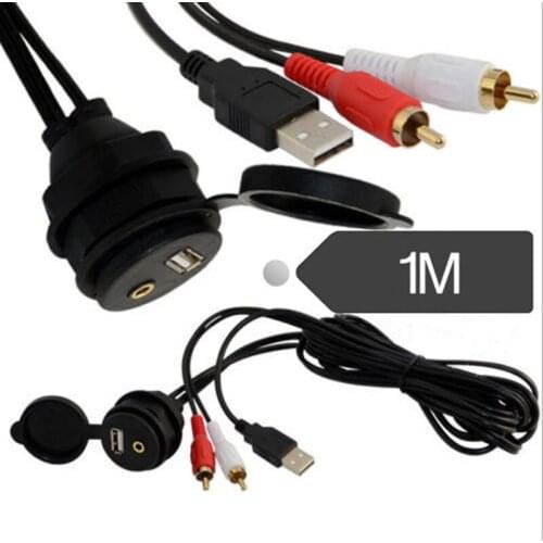 1PC USB2.0 Car Dash Mount Installation USB/Aux 2RCA Accessory UNIVERSAL Extension Cable UR2 1m