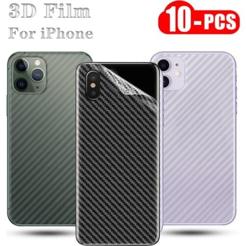 10pcs/Lot Anti-fingerprint Carbon Fiber 3D Protective Back Film For iPhone 11 Pro Max X XR XS Max 8 7 6 Plus 12 Screen Protector