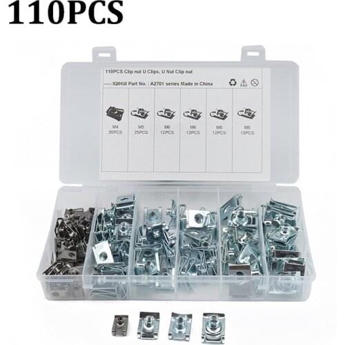 110PCS Motorcycle U Clips Fairing Bodywork Pane U Nut Speed Fasteners M4 M5 M6 M8