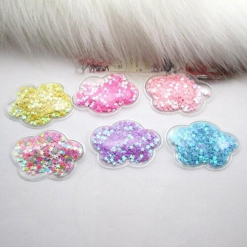 12pcs 6*4cm Cloud Transparent Bling bling Star Flowing Patches Appliques for Children clip and DIY Hair Clip Accessories