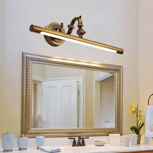 35/45/58Cm Europe Style Led Copper Mirror Headlight Bathroom Cabinet Lamp Retro American Bed Room Wall Lamp Vanity Mirror Makeup