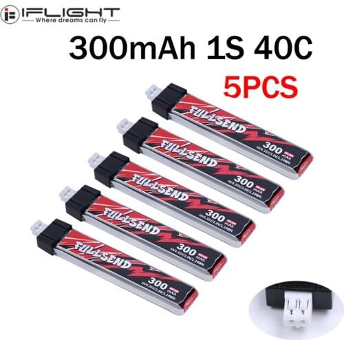 5pcs iFlight 1S 300mAh HV 3.8V 40C/60C Fullsend Lipo Battery PH2.0 for TRASHCAN Snapper6 7 Mobula7 Alpha A65 Tiny Whoop Drone