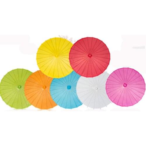 6 pcs Wedding Decor Accessories Paper Parasol Sun Umbrellas Handmade 33''/84cm Diameter Solid Color Paper Umbrella Chinese Style