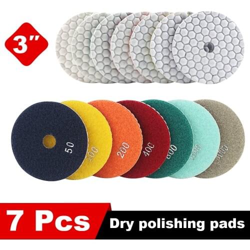 Free shipping diamond dry 3 inch polishing pads 80mm dry grinding for granite marble countertop