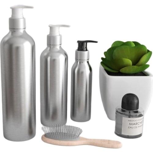 100ml Aluminium metal bottle silver collar pump for lotion emulsion foundation serum essence skin care cosmetic packing
