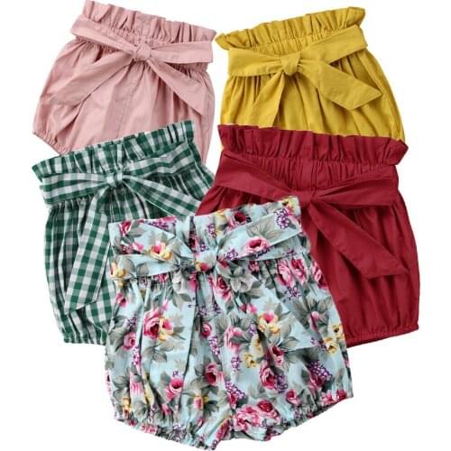 Newborn Kids Baby Girls Cotton Bowknot Elastic Waist PP Pants Bloomers Shorts Nappy Cover Children Clothing