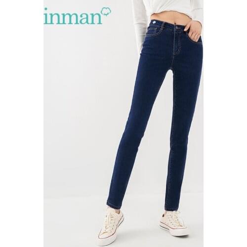 INMAN Collagen Pant Keep Skin Moisturizing Cloud Pattern Embroidery Stretchable Women Pencil Bottom Trousers