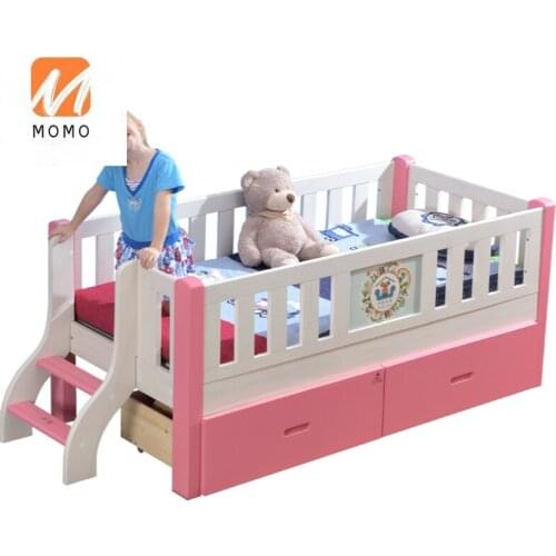 Solid wood crib bed can splice connection big bed