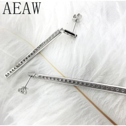 AEAW 48mm 2mm Round Lab Grown Moissanites Diamond Drop Earrings for Women Wedding Engagement Birthday in Sterling Silver