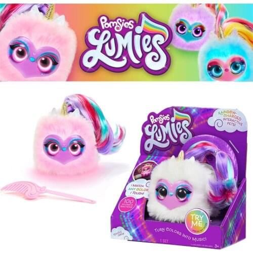 Lumies Dazzle Gogo Pomsies Cat Unicorn Plush Toy Electronic Pet Doll Raising Anime Figure Surprise Birthday Toys for Girls Gift