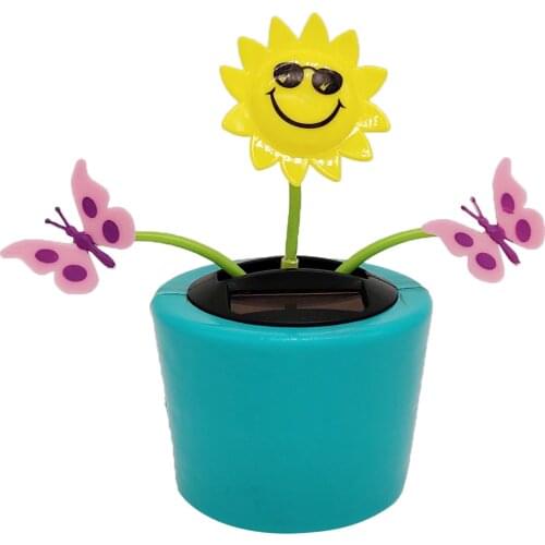 Cute Insects Flower Solar Powered Swing Dolls, Sunflower and Butterfly Shaking Plant Home Decor Kids Gift