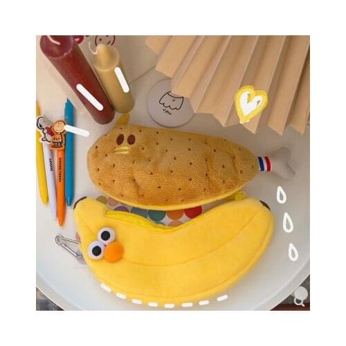 Korean Ins Cute Girl Super Cute Chicken Legs Plush Pencil Case Female Simple Student Large Capacity Storage Bag