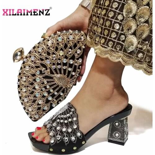 New Black Matching Shoes and Bag Set In Heels Matching Shoes and Bag Set for Nigerian Party Italian Shoes and Bag Set for Women