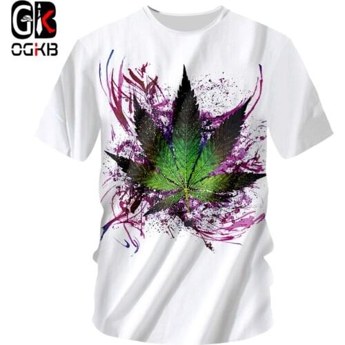 OGKB Summer Tops Unisex Hiphop Fitness Casual Tee Shirts Women/mens Print Leaves Flowers 3D T-shirt O Neck Tee Shirts Plus 7XL