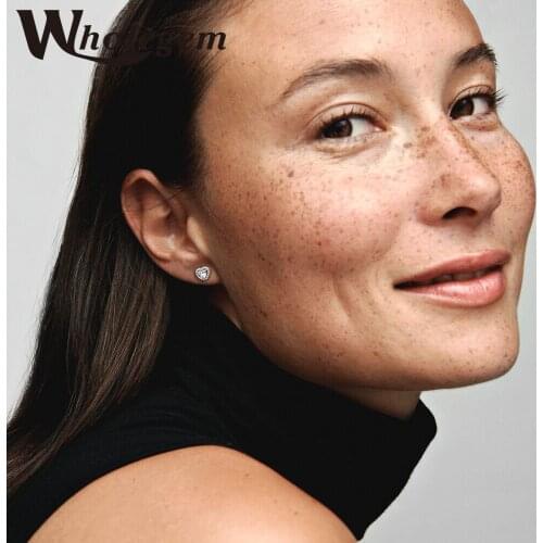 WHOLEGEM Trendy Eternal Heart Stud Earrings For Women 2021 New Sparkling Zircon Fashion Statement Jewelry