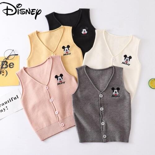 Original Disney Mickey Mouse Childrens Sweater Vest Knit Jacket Cardigan Vest Boys Clothing Kids Jackets Baby Girl Coat