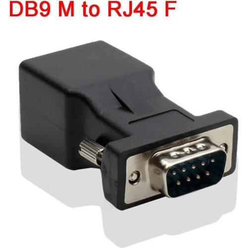 DB9 male RS232 COM Male Port to RJ45 Female Connector Card DB9 Port Extender to CAT5 CAT6 RJ45 Network Ethernet Cable Adapter