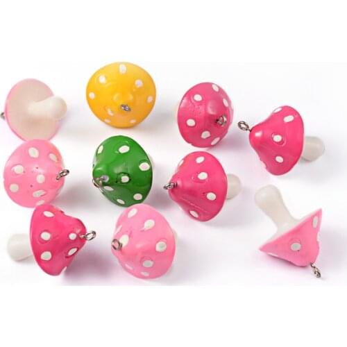 10 pcs Resin Pendants Mushroom Charms For DIY Dangle Earrings Necklace Keychains Bracelet Jewelry Making Accessories 34x22x22mm