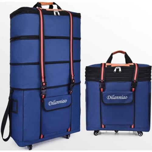 Portable 36 Inch Spinner waterproof portable travel Suitcase Nylon cloth fabrics, air carrier bag, folding bags 5 wheel handbag