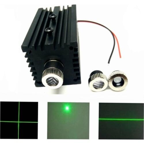 Dot/Line/Cross 515nm 520nm 50mW DC3.2V Grass Green Laser Diode Module Focusable 3 in1 w Heatsink