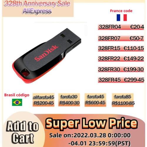 SanDisk flash drive USB Disk Pen Drive 16GB 32GB 64GB 128GB pendrive CZ50 USB 2.0 memory stick USB Encryption Mini Car USB