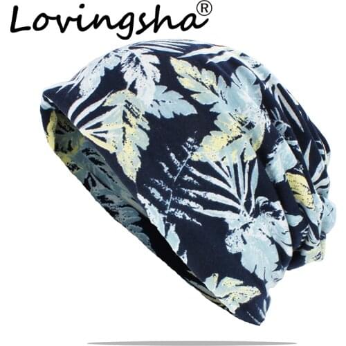 LOVINGSHA Winter Autumn Women Hat Floral Teenager Adult Men Multifunction Thin Scarf Skullies Beanies Girl Vintage Cap HT165