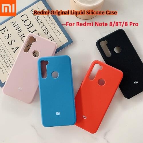 Original Redmi Note 8/8T/8 Pro Silicone Cover Smooth Soft Phone Case For Redmi Note 8 Pro/8T Anti-knock Housing With Side Button
