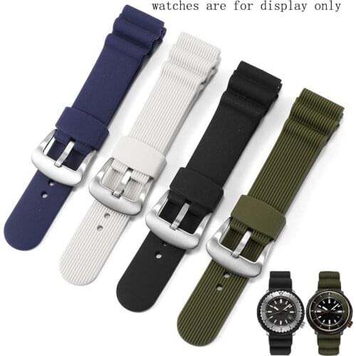 Silicone Watchband Replacement Seiko SNE544 Series 22mm Waterproof Sport Rubber Strap Black White Gray Blue Green