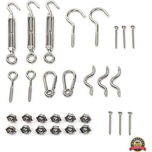 Outdoor Lights Hanging Kit Globe String Lights Suspension Kit String Light Guide Wire Hook and Eye Turnbuckle Wire Rope Tension