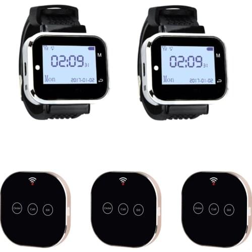 JINGLE BELLS Wireless Calling System Touch sensitve Calling Buttons Watch Pager Receiver for Restaurant Equipment Call Bell