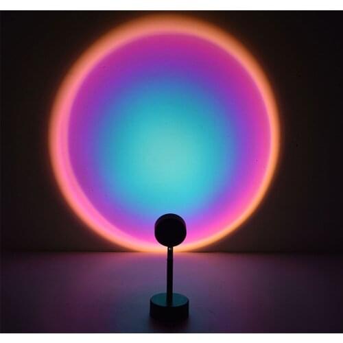 Sunset Rainbow Projector Night Lights Usb Bedside Table Lamp Valentines Day Gift Lamps Bedroom Bar Coffee LED Atmosphere Light