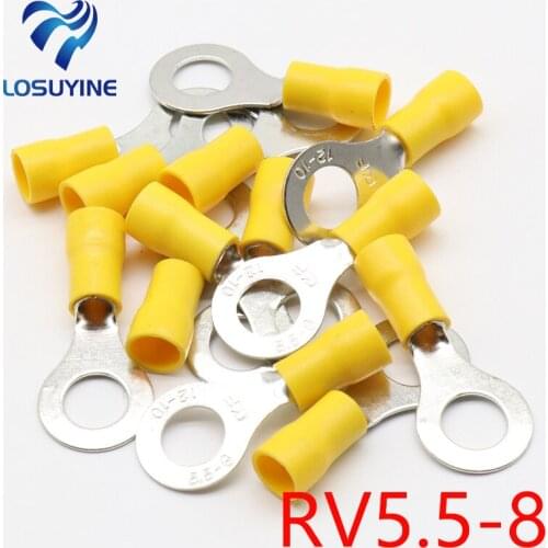 RV5.5-8 Yellow Ring insulated terminal suit 4-6mm2 Cable Wire Connector cable Crimp Terminal 50PCS/Pack RV5-8 RV