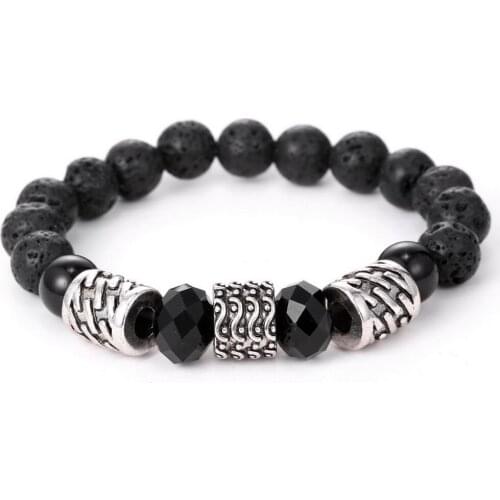 Lava Natural Stone Prayer Beads Charms Bracelets Anti-fatigue Volcanic Rock Charm Bracelets Men Women New Diffuser Jewelry