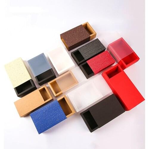 10pcs Kraft Paper Box With Frosted transparent cover Drawer Style Cardboard Box For Doll Packaging Jewelry Gift Box
