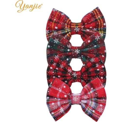 12pcs/lot Christmas Floral 5" Hair Bows Hair Clips For Women Plaid Snow Stripe Barrette DIY Girls Hair Accessories Party Mujer