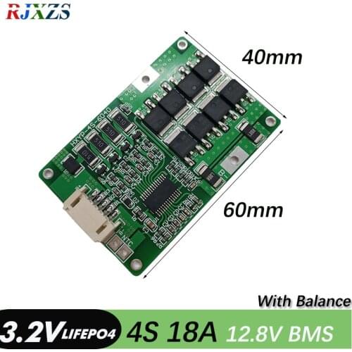 4S 18A LiFePO4 12.8V 14.4V 18650 26650 BMS Battery Protection Board bms pcm for 12V lifepo4 battery cell pack with Balancing