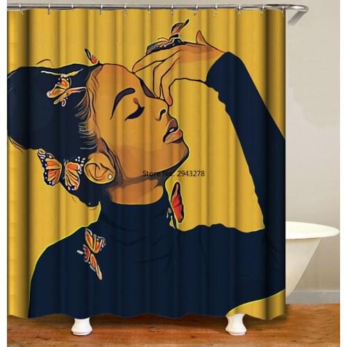 African American Women with Crown Shower Curtains Bathroom Curtain African Queen Couple Lion Polyeste Fabric Bathtub Decor