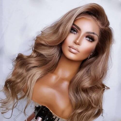 Glueless Ombre Ash Blonde Colored Honey Blonde Brown 13*6 Deep Lace Front Wigs Wavy Transparent Human Hair Wigs PrePlucked