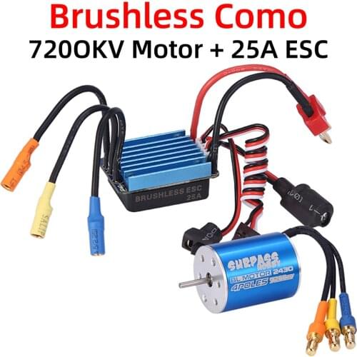 SURPASS HOBBY 2430 7200KV 4P Sensorless Brushless Motor With 25A Brushless ESC Combo set for 1/16 1/18 HSP HPI Tamiya RC Car