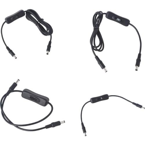 Safe 5.5x2.1mm Power Cable Compatible with Power Cord Male to Male with Switch for Monitors / CCTV/Car/LED Etc