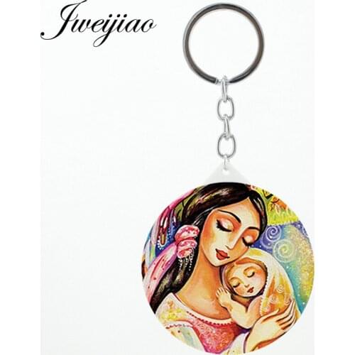 JWEIJIAO Mother and daughter Printing keychains Mirrors 2019 new gift for moms gift Tools Accessories pocket mirror MM216