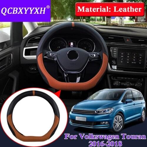 For Volkswagen Touran 2016-2018 Car Styling Steering Wheels Cover Leather Internal Decoration Accessories Steering Wheel Covers