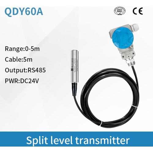 QDY60A Liquid Oil Water Level Sensor Transmitter Probe deep well level transmitter RS485 Output DC24V power supply