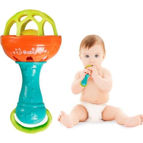 Baby Rattles Mobiles Toys Musical Intelligence Grasping Gums Teether Plastic Hand Bell Hammer Rattle Stroller Toy Educational