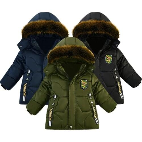 Kids Keep Warm Coat Winter Baby Boy Zipper Jackets For Children Hooded Solid Color Clothes Outerwear Clothing 1-6T kids 2021 New