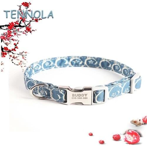 Engraved Dog Tag Anti-lost Dog Traction Collar Alloy + Nylon High Quality Outdoor Pet Supplies 7 Colors Optional Cat Necklace